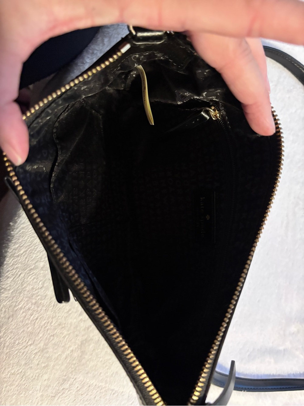kate spade black leather crossbody with bow and gold hardware - Picture 8 of 13